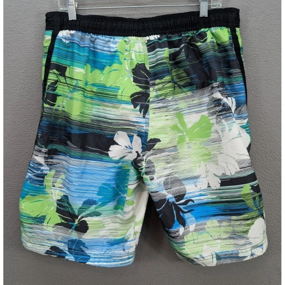 Speedo Board Shorts Men's Size M Floral Mesh Lined Swim Trunks Hawaiian Tropical